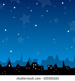 Vector illustration of a city at night