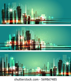Vector illustration of city at night