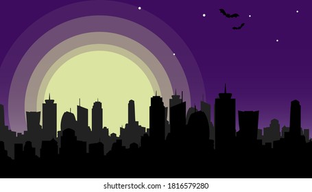 vector illustration of city night concept . simple and minimalist background