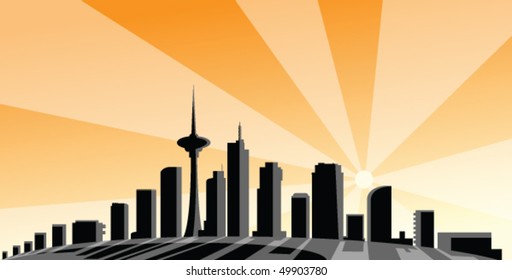 ilustración vectorial del panorama de la ciudad