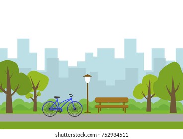 Vector Illustration Of City Park.