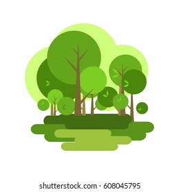Vector illustration of a city park stylized isolated on white background