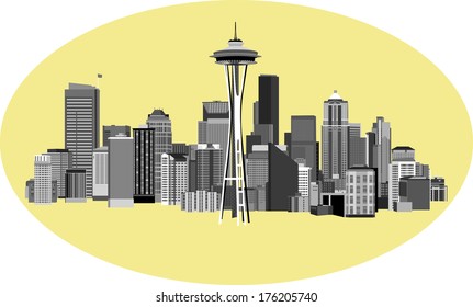 Vector Illustration of City of Seattle Washington