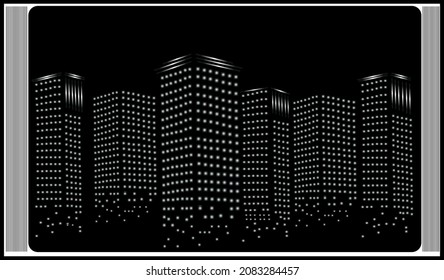 Vector illustration of a city silhouette. Day, night.