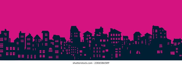 Vector illustration. City silhouette. houses with windows.