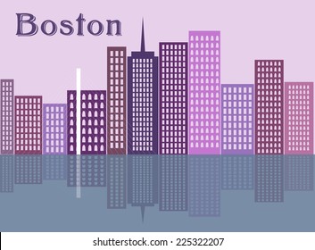The vector illustration with city silhouette for your design. Boston downtown.