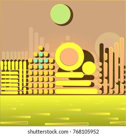 vector illustration - the city of the simplest geometric figures on the coast