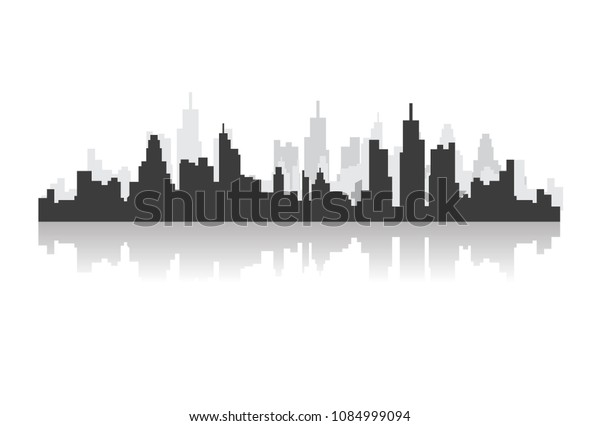 Vector Illustration City Skyline On White Stock Vector (Royalty Free ...