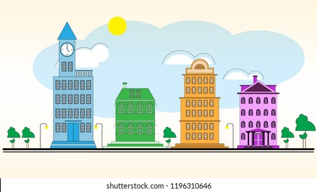 Vector illustration of city street.