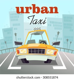 Vector illustration city taxi. Isolated on white background.