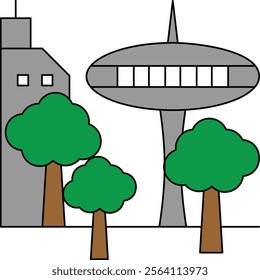 vector illustration of a city and trees