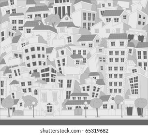 Vector illustration of a city with trees and buildings