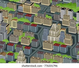 Vector illustration of city view from the top