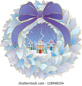 Vector illustration City winter landscape