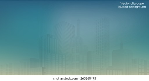 Vector illustration of cityscape with blurred background. Eps10.
