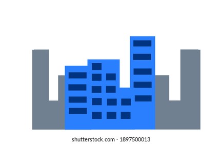 Vektorgrafik des Stadthauses mit blauen und grauen Farben
