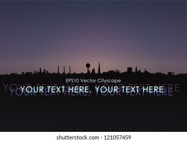 Vector illustration of cityscape at dawn
