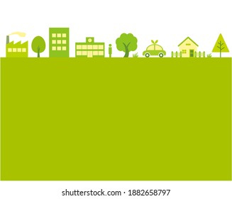 Vector illustration of the cityscape. Frame. flame.