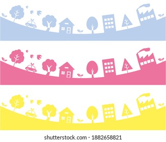 Vector illustration of the cityscape. Frame. flame.