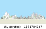 Vector illustration of cityscape. Line drawing illustration.