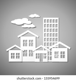 Vector illustration of cityscape made of paper
