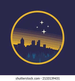 Vector illustration of cityscape at night