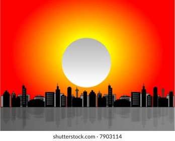 Vector illustration of a cityscape scene