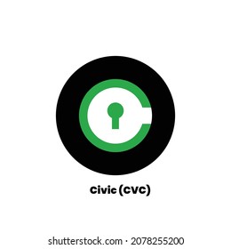 Vector illustration of Civic (CVC) cryptocurrency logo, symbol in a white background.