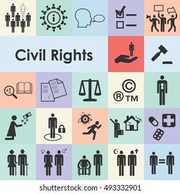 vector illustration of civil rights icons for individuals freedom protection from discrimination equality and justice concepts svg