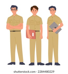 
vector illustration of civil servants in Indonesia with various stylish poses