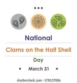vector illustration for clams on the half shell day in March