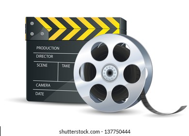 vector illustration of clap board with film reel