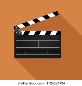 Vector Illustration Of Clapper Board In Angled Cut Shadow Style