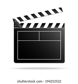 Vector illustration of clapper board, isolated on white.