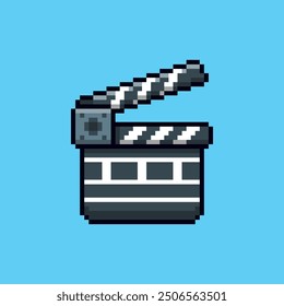 Vector Illustration of Clapper board with Pixel Art Design, perfect for game assets themed designs