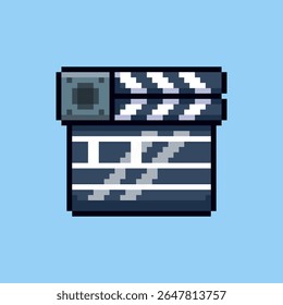 Vector Illustration of Clapper board with Pixel Art Design, perfect for game assets themed designs