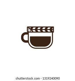 Vector illustration of clapperboard and coffee cup