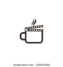 Vector illustration of clapperboard and coffee cup