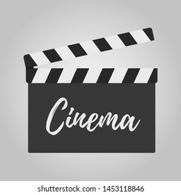 Vector illustration with clapperboard for movie making. Clapper with titles for cinema, filmmaking. Slapperboard in cartoon style.