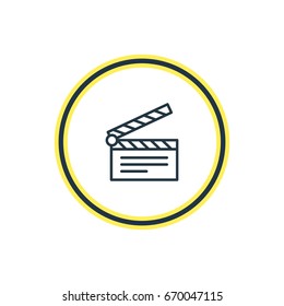 Vector Illustration Of Clapperboard Outline. Beautiful Cinema Element Also Can Be Used As Clapper Element.