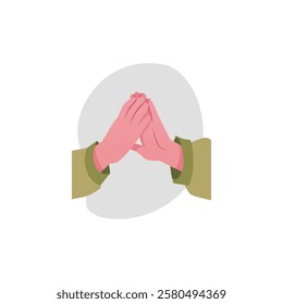 Vector illustration of clapping hands. Gesture expressing applause and appreciation. Congratulations and support. Positive ovation. Isolated background. Flat style.