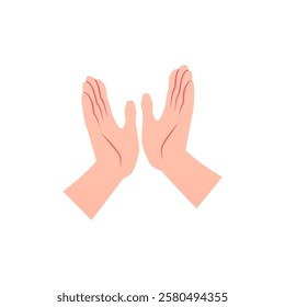 Vector illustration of clapping hands on isolated background. Applause. Congratulation, appreciation, ovation, success. Gesture of support. Flat cartoon style.