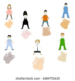 Vector illustration of clapping hands and text saying thank you concept of clap for carers, round of applause for nhs workers and volunteers who work hard during covid-19 coronavirus pandemic outbreak