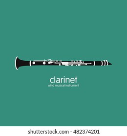 Vector illustration of a clarinet, made in a trendy flat design. It can be used as a logo. Wind musical instruments.