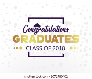 Vector Illustration Class Of 2018, congratulation event, Graduation label.