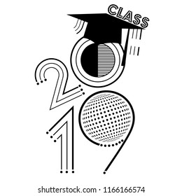 Vector illustration of Class of 2019 in black and white