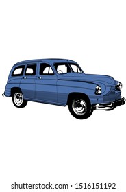 Vector illustration of classic 1940's motor car