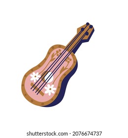 Vector illustration classic acoustic guitar, four-string musical traditional mexican instrument isolated on white background