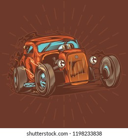 Vector illustration of a classic American hot rod.