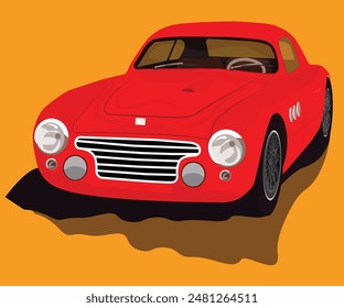 Vector illustration of a classic american racing car in red